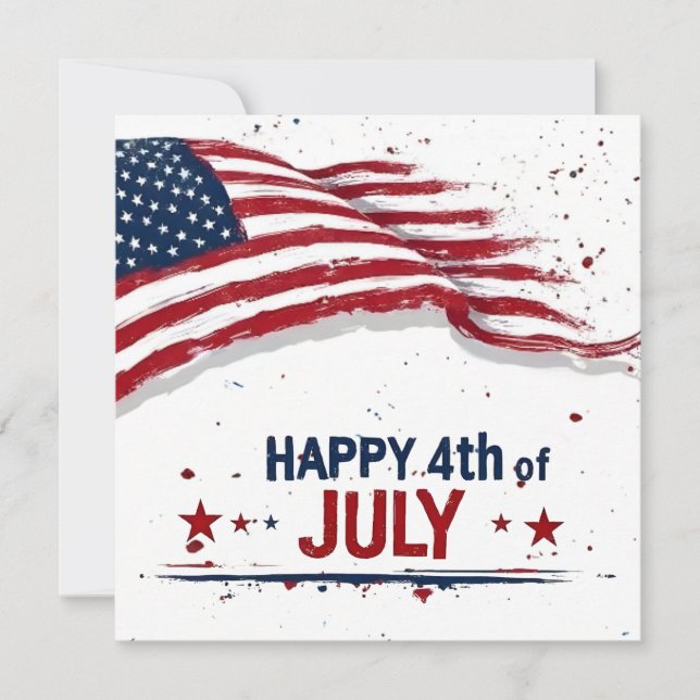 4th of July - Artistic US Flag Paint Splatter Note Card (Front)