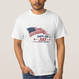 4th of July - Artistic US Flag Paint Splatter T-Shirt
