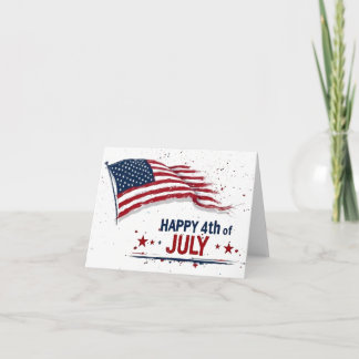 4th of July - Artistic US Flag Paint Splatter Thank You Card