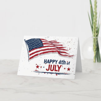 4th of July - Artistic US Flag Paint Splatter Thank You Card