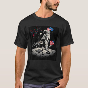 4th of July Astronaut American Flag Space Cookout T-Shirt
