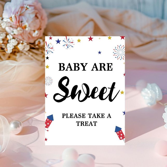 4th of july  baby are sweet baby shower favor pedestal sign (Creator Uploaded)