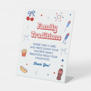 4th of July Baby Girl Shower Family Traditions Pedestal Sign