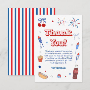 4th of July Baby Girl Shower Thank You Card