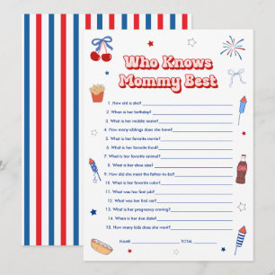 4th of July Baby Girl Shower Who Knows Mommy Best Invitation