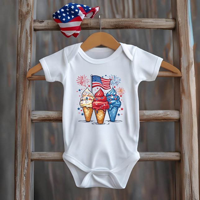 4th of July Baby Ice Cream USA Bodysuit (Creator Uploaded)