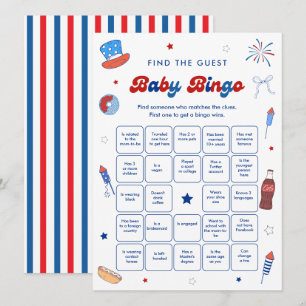4th of July Baby Shower Bingo Game Card