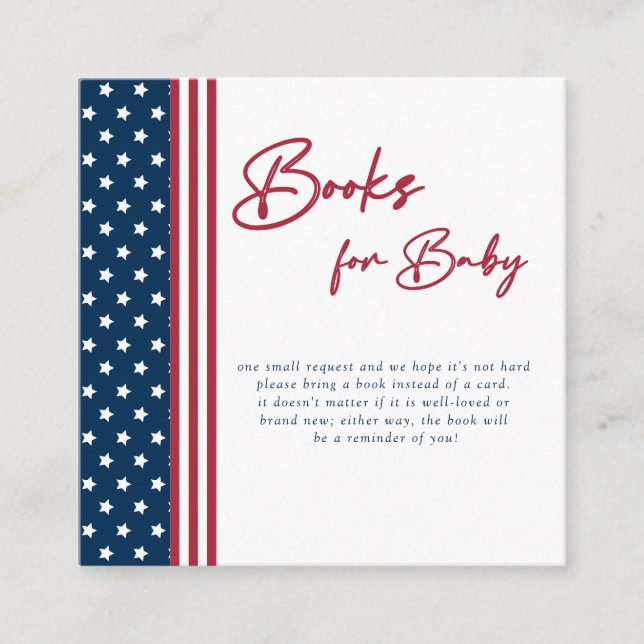 4th of July Baby Shower Books for Baby Enclosure Card (Front)