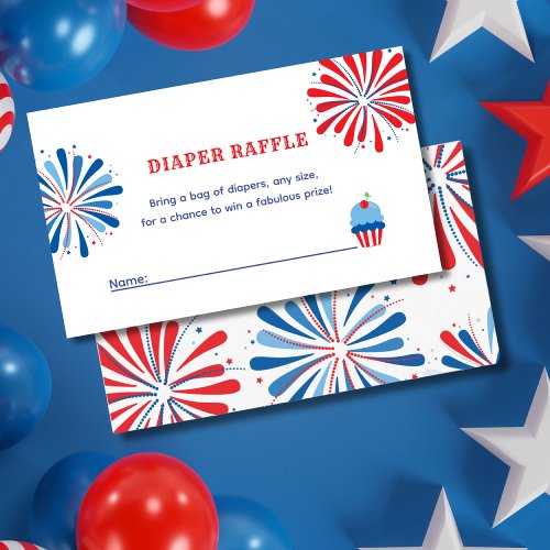4th of July Baby Shower Diaper Raffle Enclosure Card