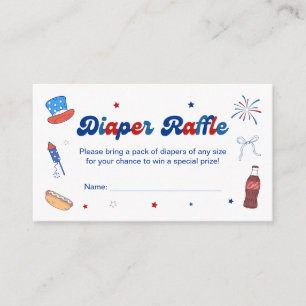 4th of July Baby Shower Diaper Raffle  Enclosure Card