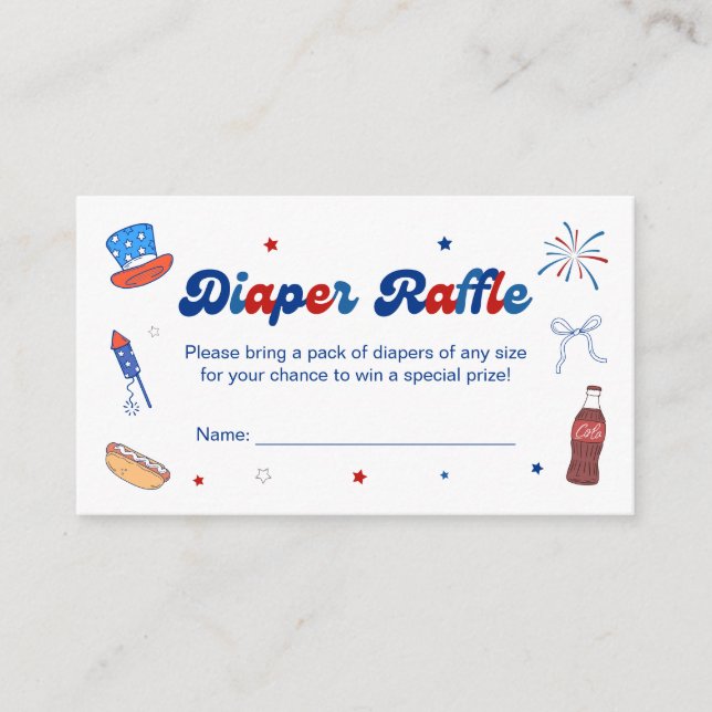 4th of July Baby Shower Diaper Raffle  Enclosure Card (Front)