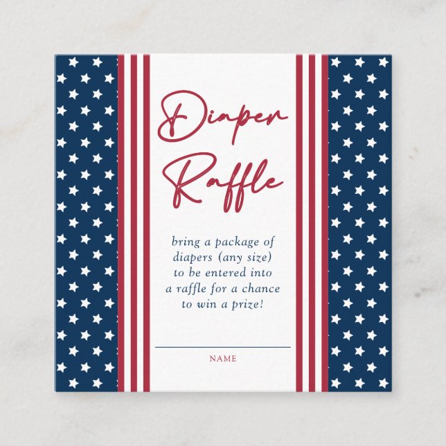 4th of July Baby Shower Diaper Raffle Enclosure Card (Front)