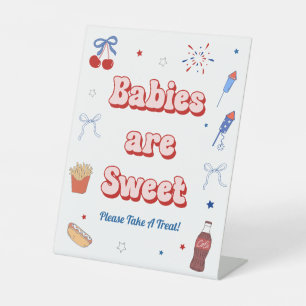 4th of July Baby Shower Girl Favor Pedestal Sign