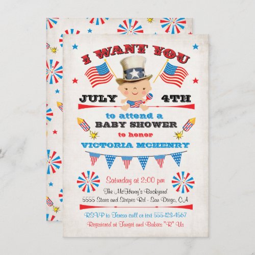 4th of July Baby Shower invitations