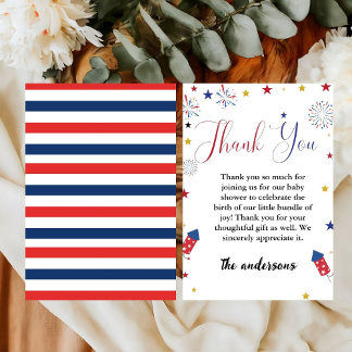 4th of july Baby Shower Thank You card