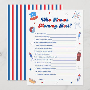 4th of July Baby Shower Who Knows Mommy Best Game Invitation