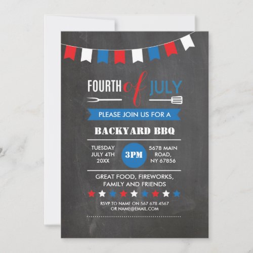 4th of July Backyard BBQ Independence Party Invite