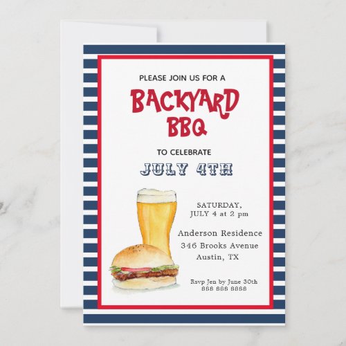 4th of July Backyard BBQ party  Announcement