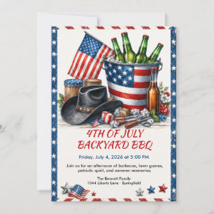 4th of July Backyard BBQ - Patriotic Country Invitation
