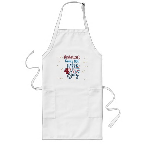 4th of July Backyard Family BBQ Picnic Long Apron