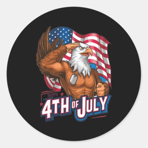 4th Of July Bald Eagle American Flag Independence  Classic Round Sticker