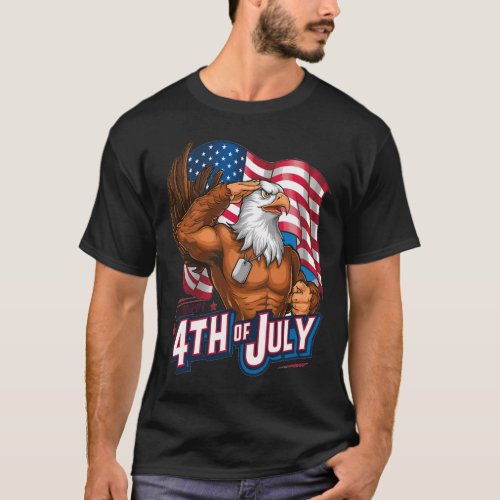 4th Of July Bald Eagle American Flag Independence  T_Shirt