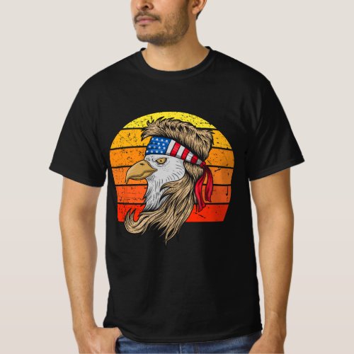 4th of July Bald Eagle with Mullet American USA Fl T_Shirt