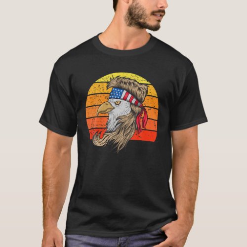 4Th Of July Bald Eagle With Mullet USA Flag T_Shirt