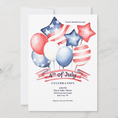 4th of July Balloons Invitation