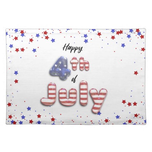 4th of July Balloons Stars Stripes Cloth Placemat
