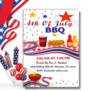 4th Of July Banner Independence BBQ Invitation