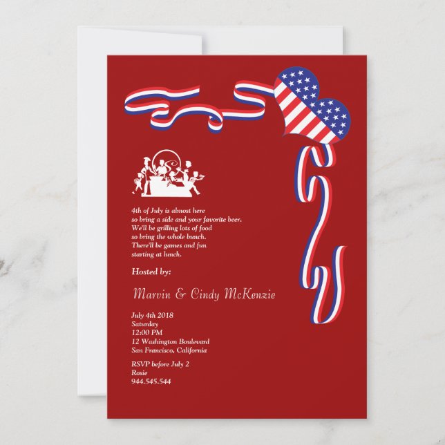 4th of July Barbecue Block Party Invitation (Front)