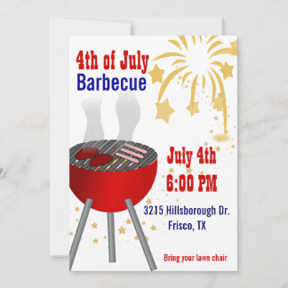 4th of July Barbecue Grill Invitation