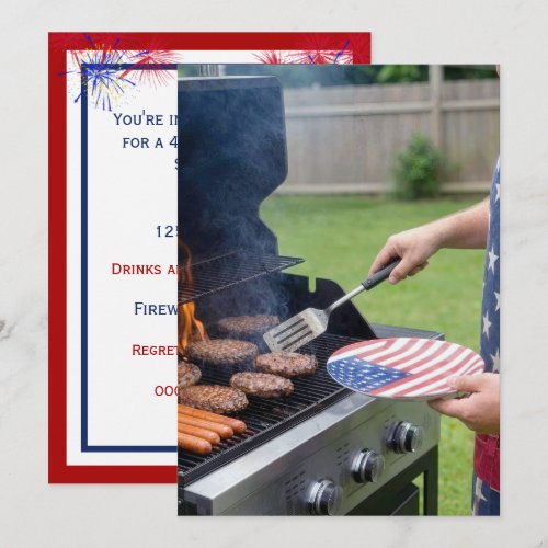 4th of July Barbecue Party  Invitation