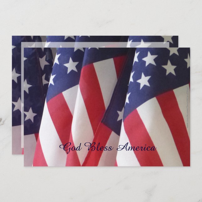4th of July Barbeque Invitation, American Flags Invitation (Front/Back)