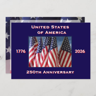 4th of July Barbeque, USA 250th Anniversary, Flags Invitation