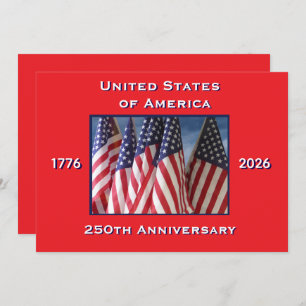 4th of July Barbeque, USA 250th Anniversary, Flags Invitation