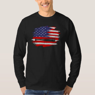 4th of July Baseball   American Flag With Bat Patr T-Shirt