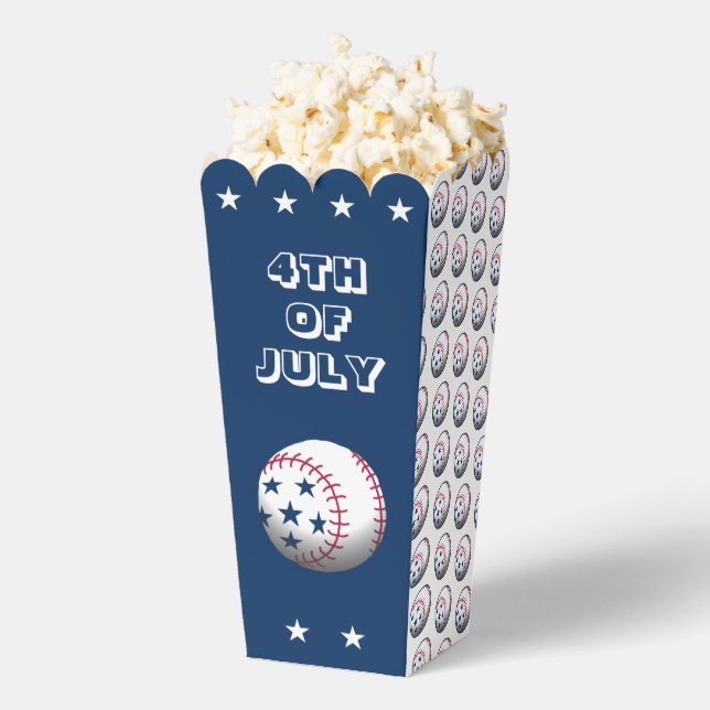 4th of July Baseball Popcorn Favor Box (Popped)