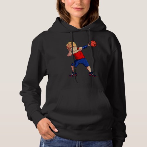 4th Of July Basketball Dabbing Player Caucasian Us Hoodie