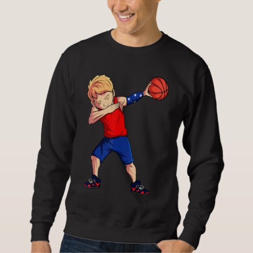 4th Of July Basketball Dabbing Player Caucasian Us Sweatshirt