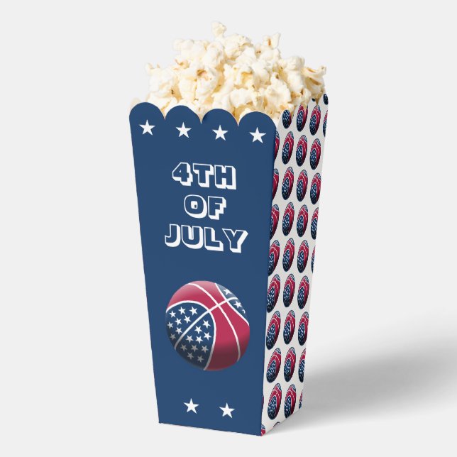 4th of July Basketball Popcorn Favor Box (Popped)