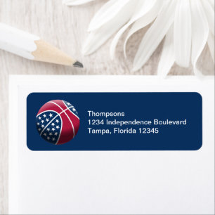 4th of July Basketball Return Address Label