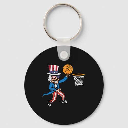 4th Of July Basketball Uncle Sam America Men Boys  Keychain