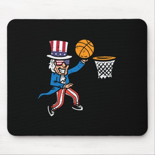 4th Of July Basketball Uncle Sam America Men Boys  Mouse Pad