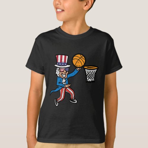 4th Of July Basketball Uncle Sam America Men Boys  T_Shirt