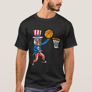 4Th Of July Basketball Uncle Sam America Men Boys  T-Shirt