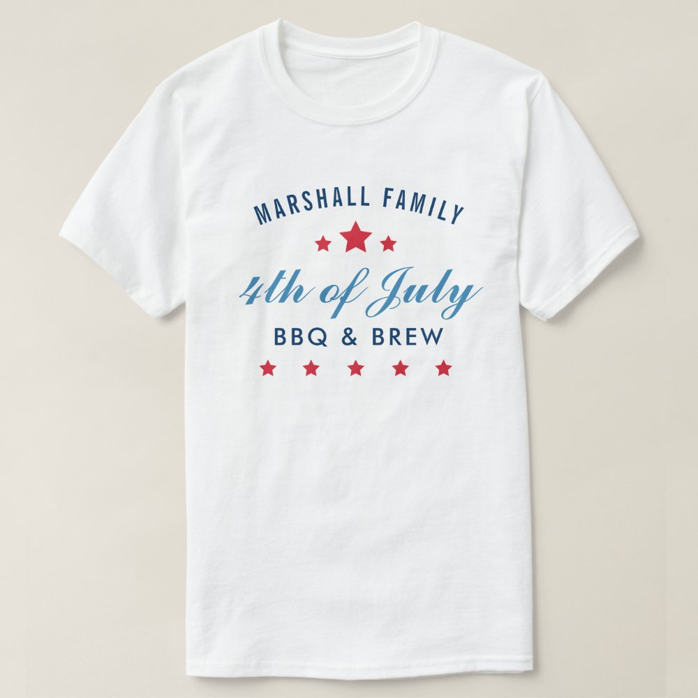 4th of July BBQ and Brew Custom Family Reunion Personalized T-Shirt