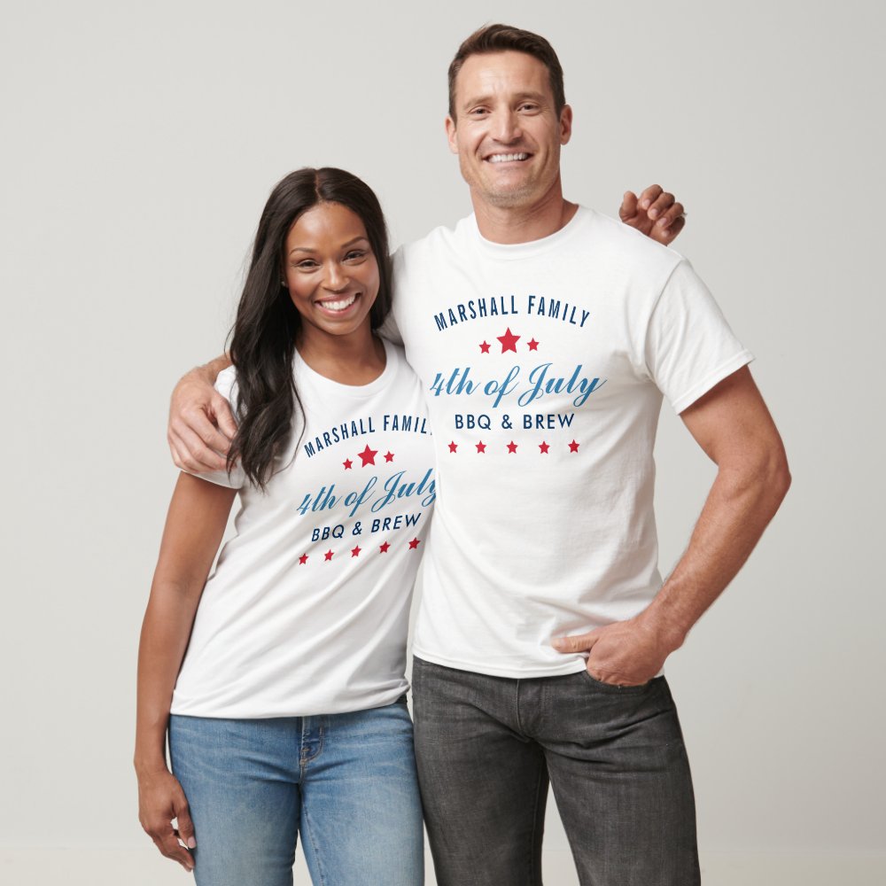 4th of July BBQ and Brew Custom Family Reunion Personalized T-Shirt