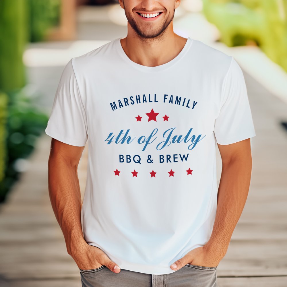 Discover 4th of July BBQ and Brew Custom Family Reunion Personalized T-Shirt